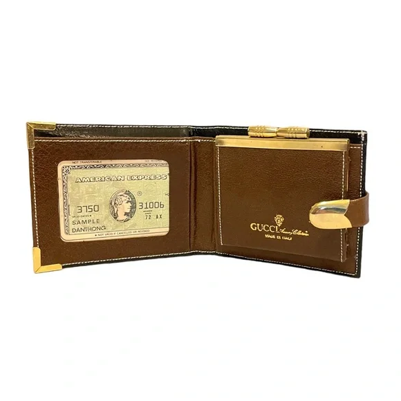 RARE & UNIQUE Vintage GUCCI Bi-Fold Two-Tone Leather Wallet Made in Italy - Picture 11 of 13